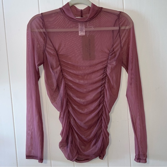 Project Social T Just Float Ruched Mesh Mauve Size M NWT - Picture 2 of 5